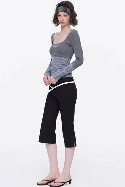 Low-Waist Equestrian Capri Trousers