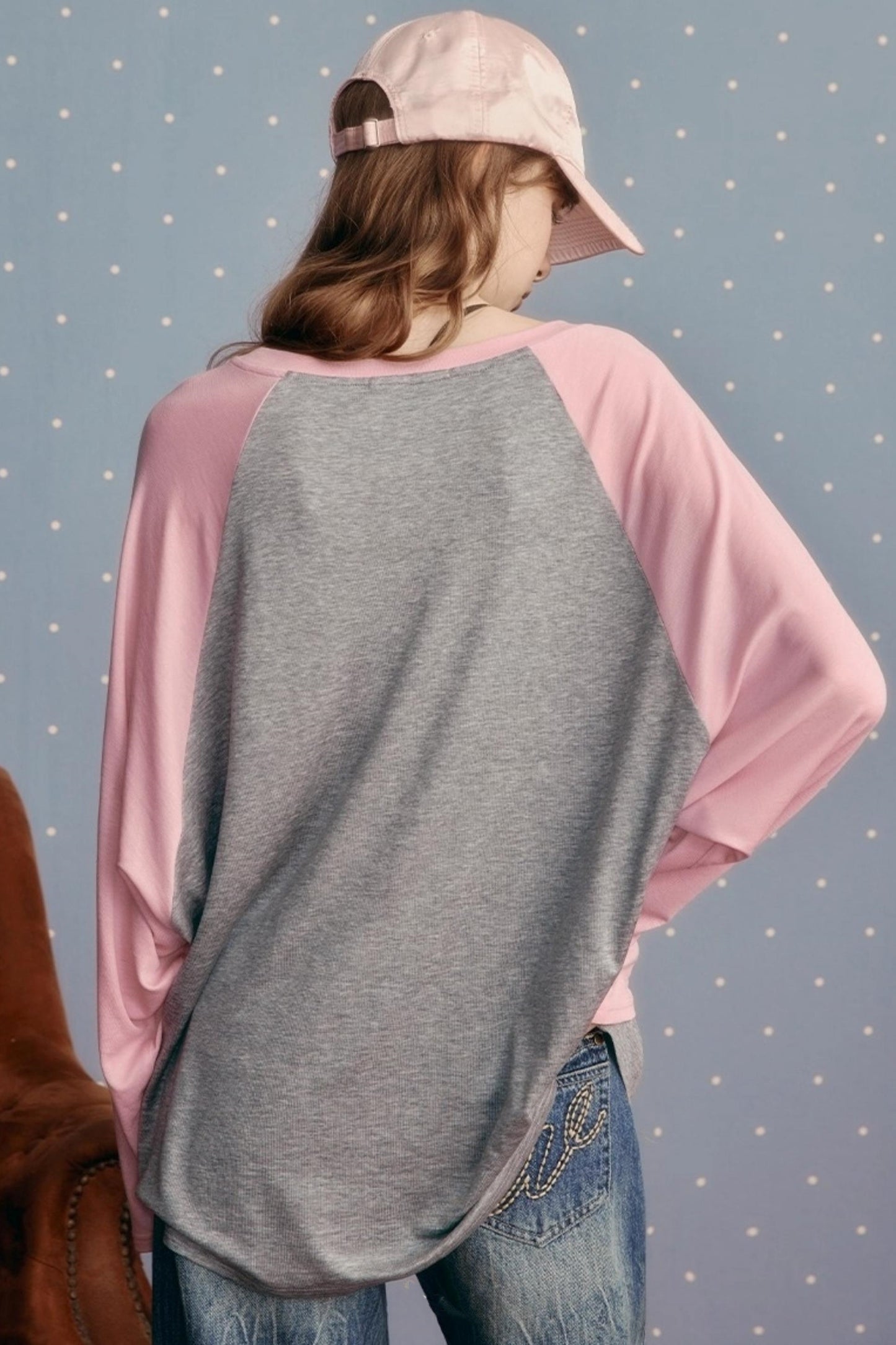 Contrasting Raglan Sleeve Top