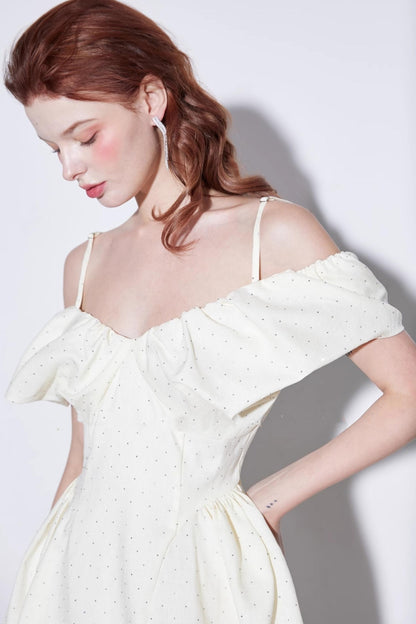 Rhinestone Puff Sleeve Dress