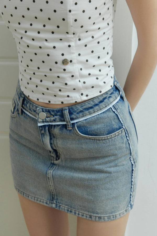 Retro A-line Crop Top With Short Skirt Set-Up