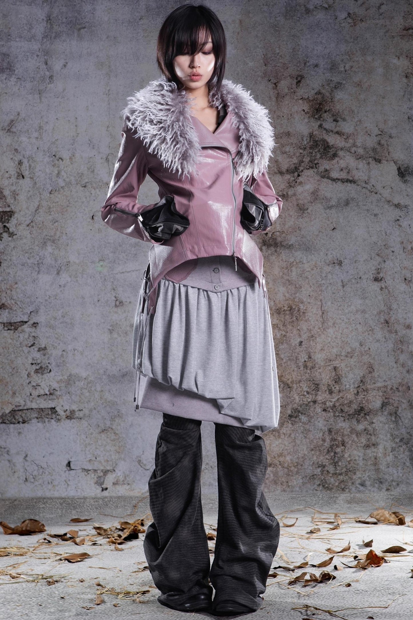 Slim Fit Leather Punk Jacket