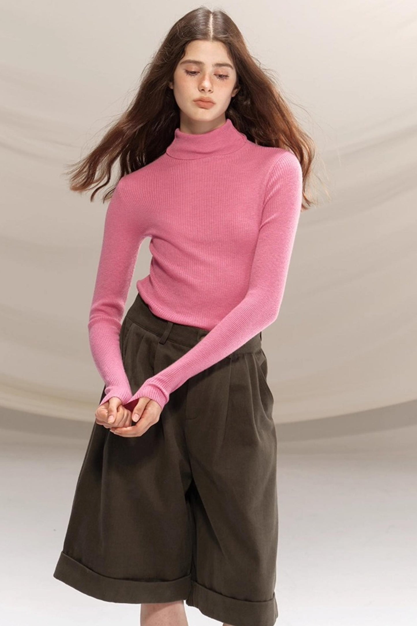 Seamless Wool Turtleneck Sweater