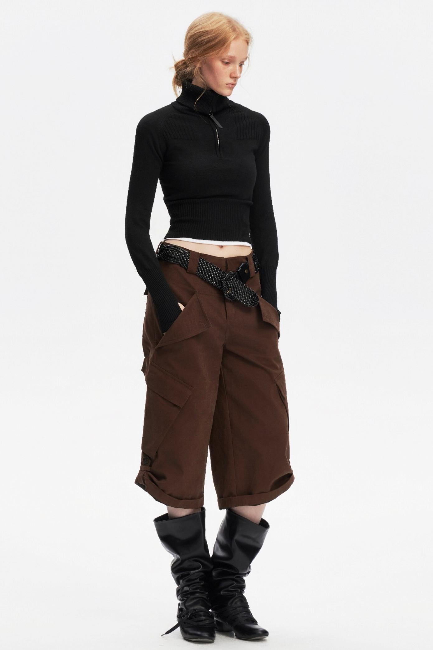 Half-High Collar Knit Top