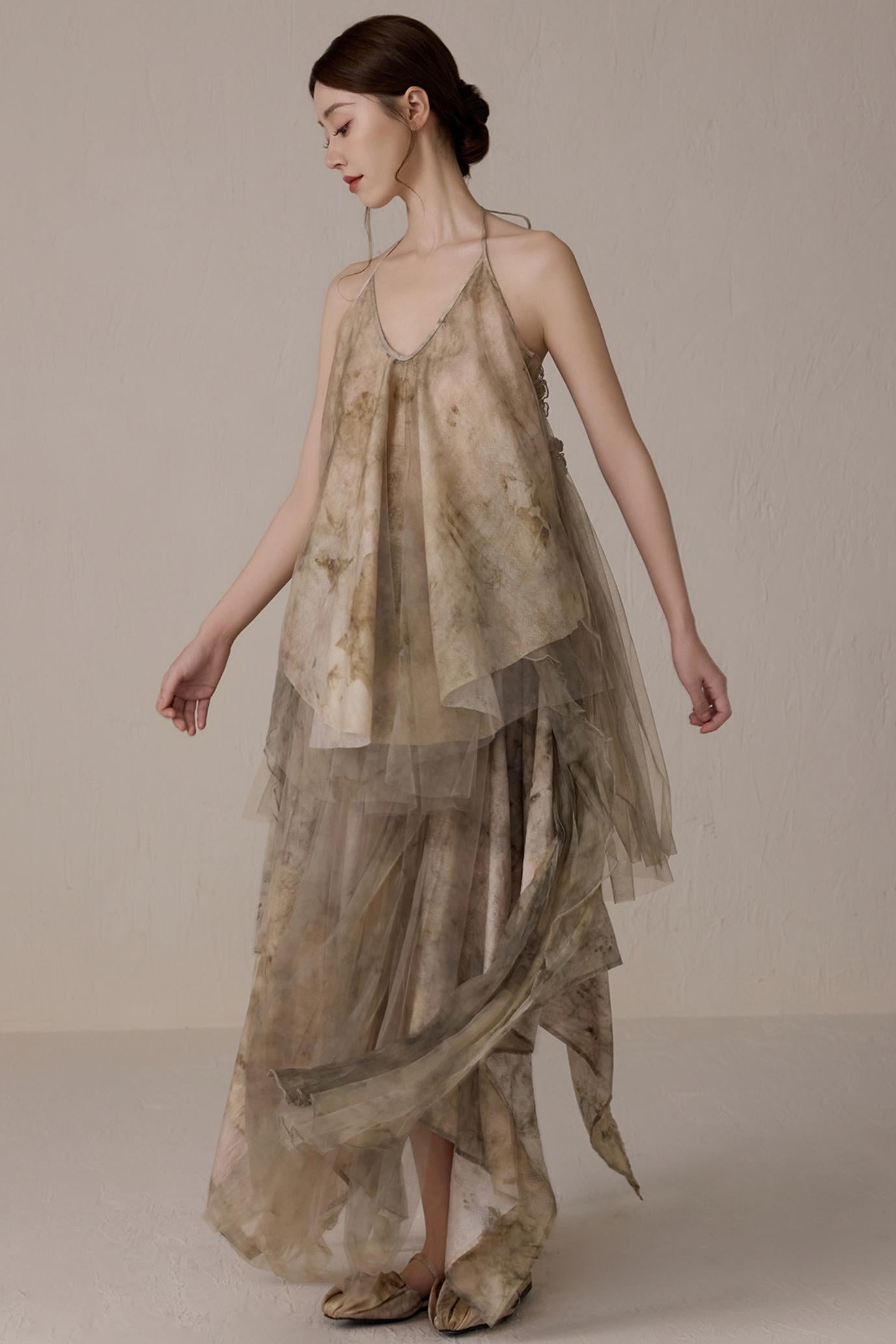 Floral Mesh Tie Neck Camisole