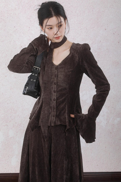 Winter Velvet Top Skirt Set-Up