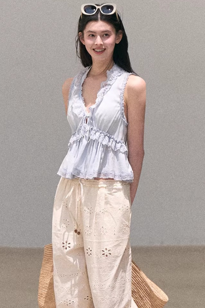 Hidden Petals Silk Lace Top