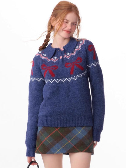 Soft and thick Fair Isle polo neck sweater