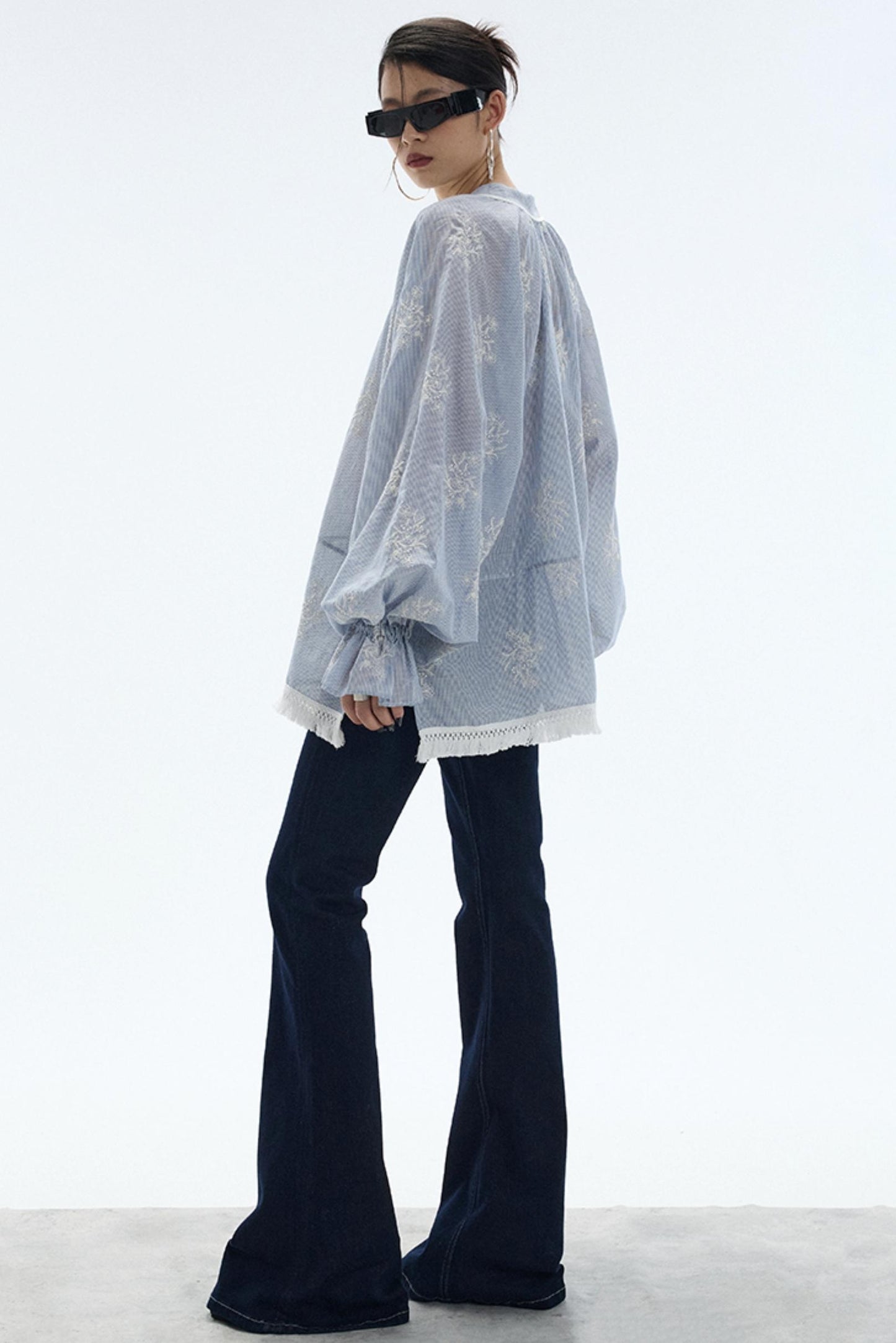 Tassel Stripe Embroidery Top