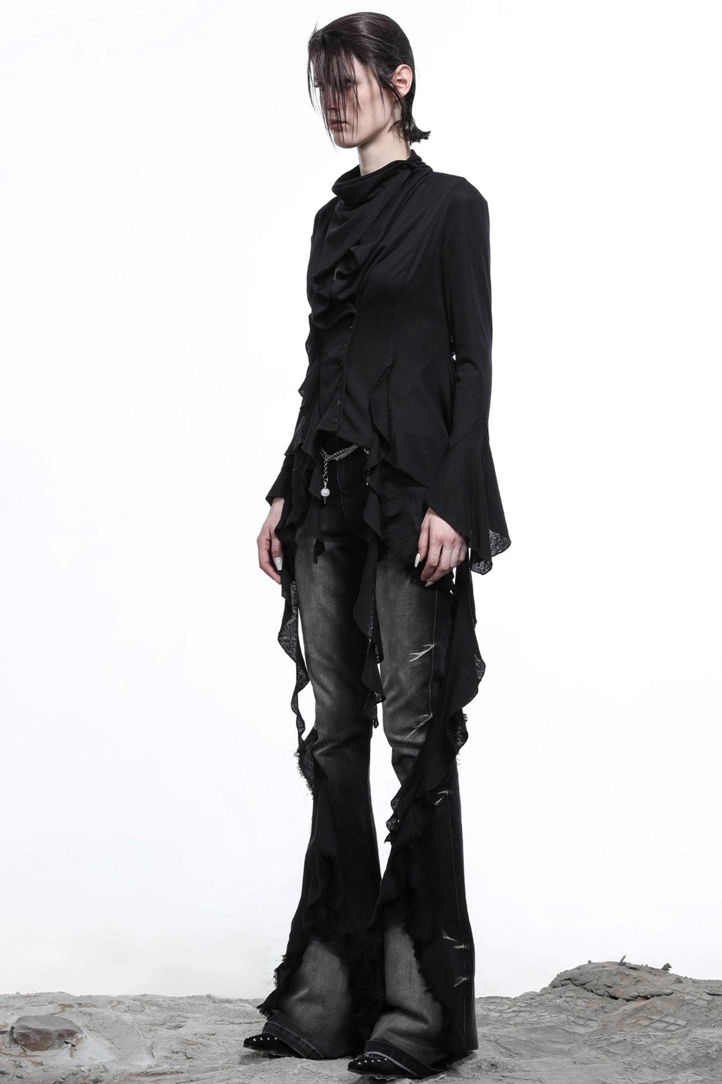 Lyocell Ruffled Cardigan