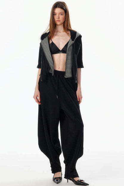 Patchwork Cropped Short Sleeve Hoodie
