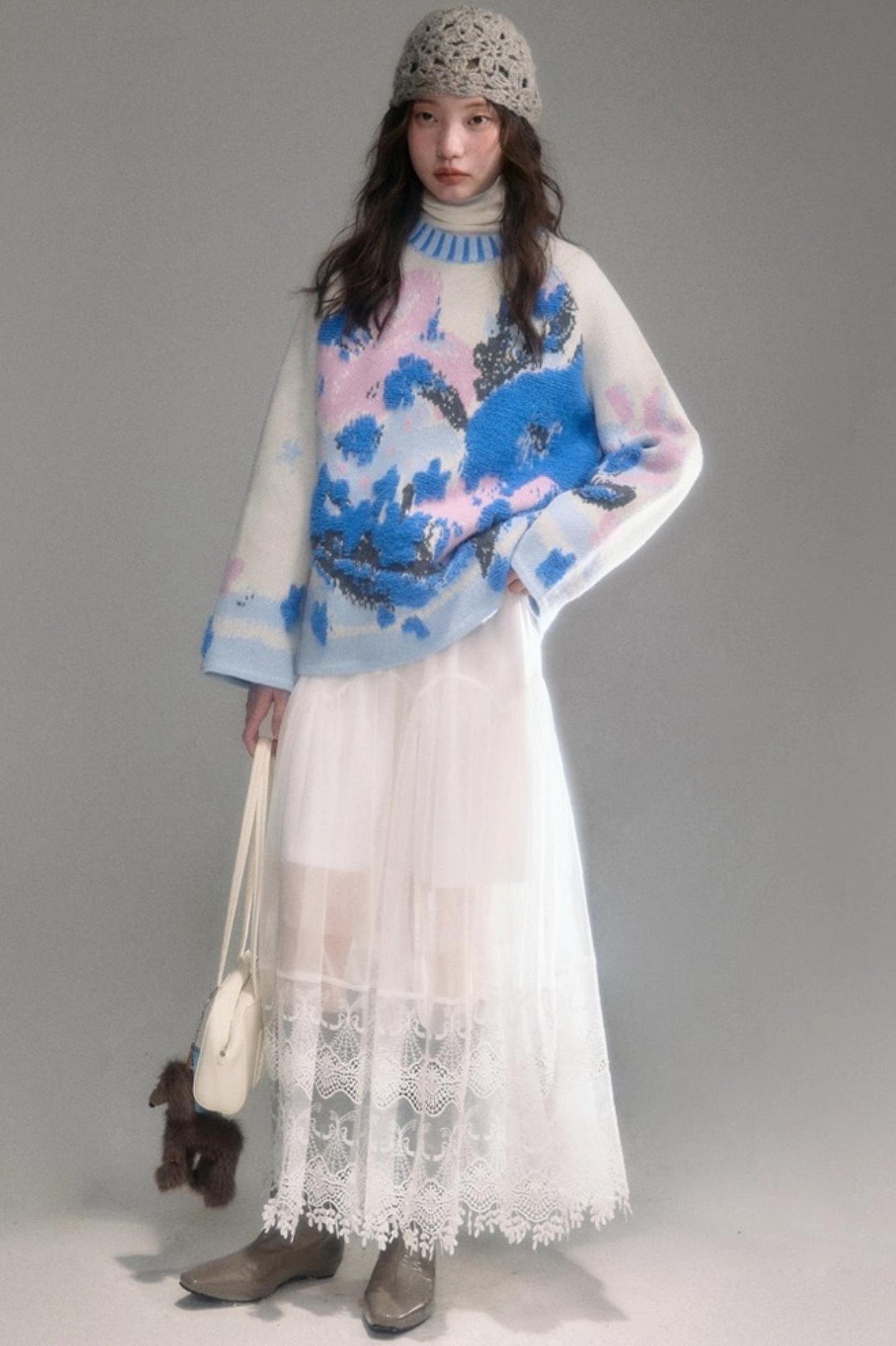 Oil Painting Jacquard Wool Sweater Set-Up