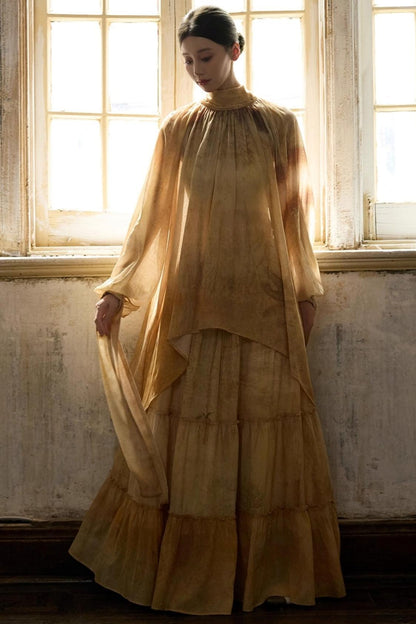 Romantic Lace-up Flowing Skirt Set-Up