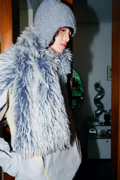 Vintage Lace-up Plush Scarf