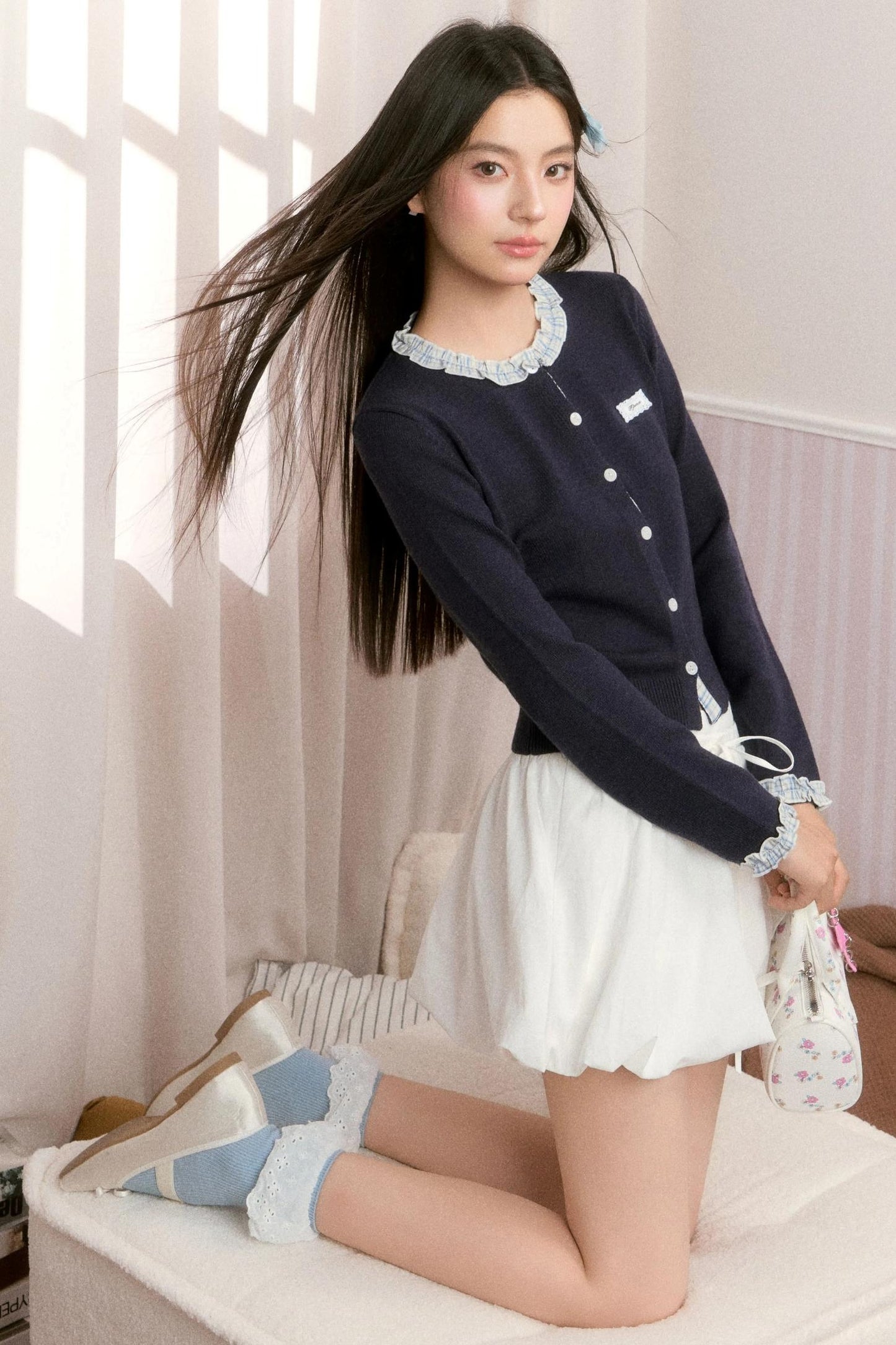 Knitted Plaid Cardigan Sweater Set-Up