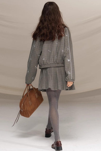 Gray Beaded Academy Jacket Set-Up