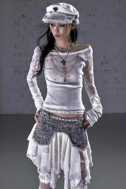 Barock beflockte Stickerei-Bluse