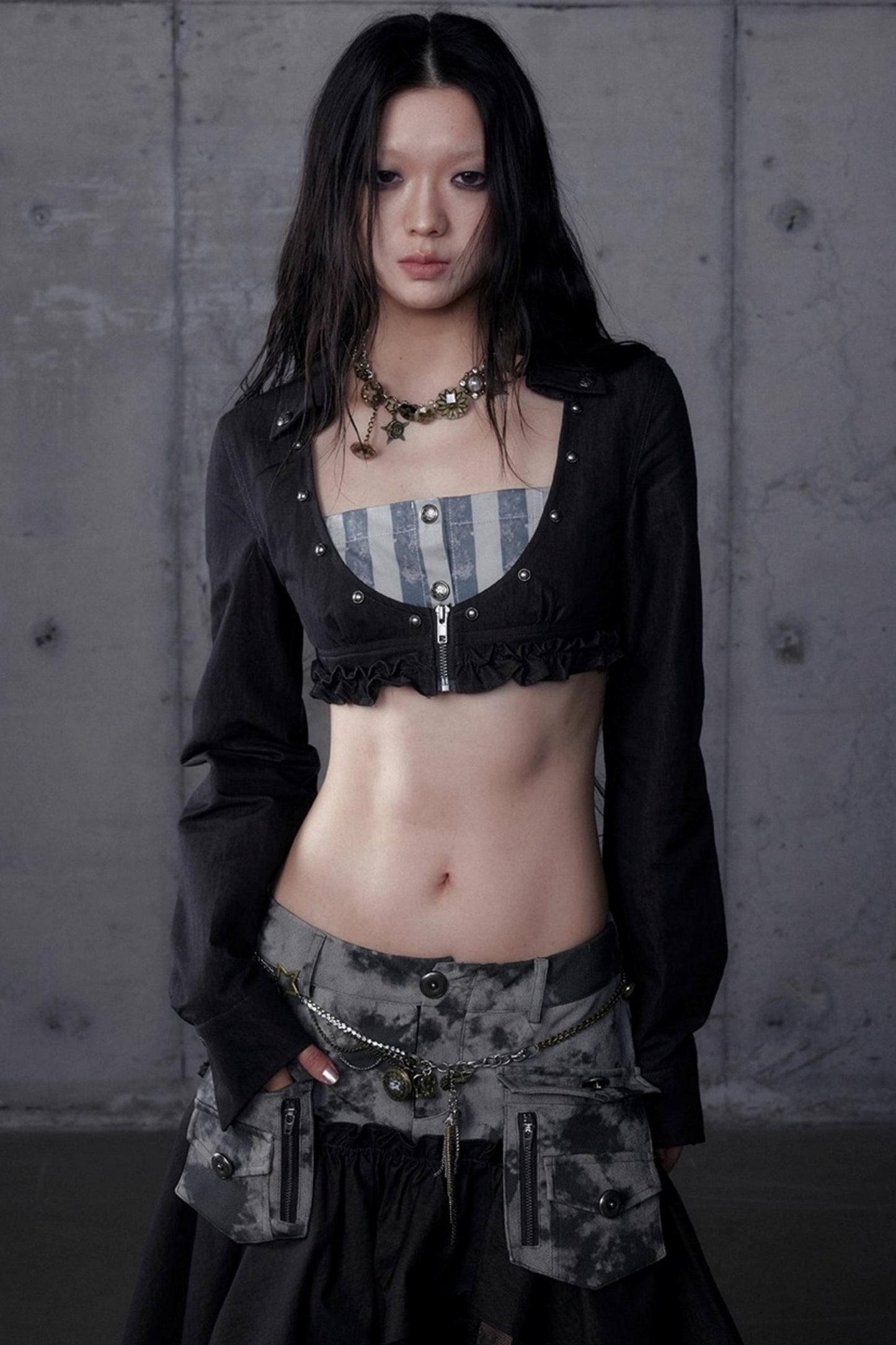 Vintage Punk Court Slim Print Long-Sleeved Shirts