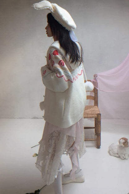 Happy Birthday Strawberry Mohair Cardigan