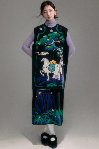 Chinese-Style Knitted Dress Set-Up