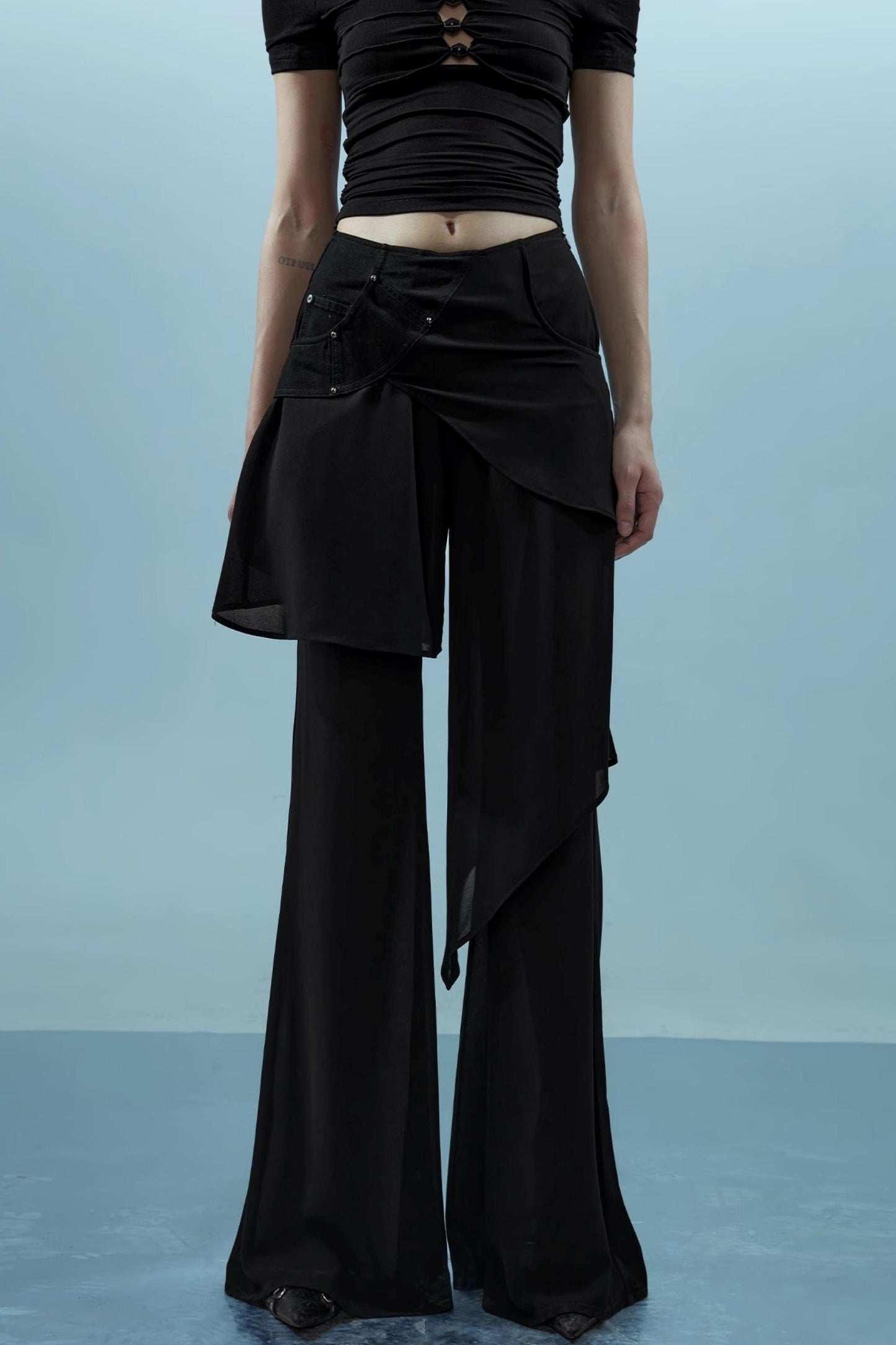 Layered Chiffon Windbreaker Pants