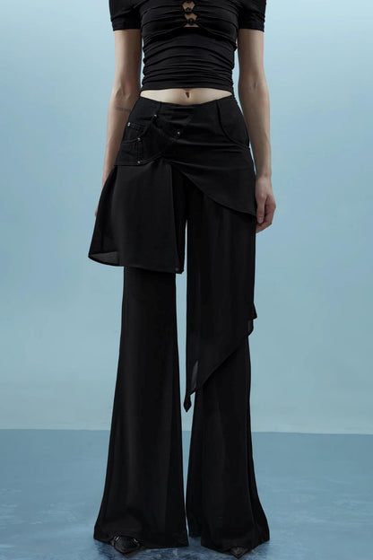 Layered Chiffon Windbreaker Pants