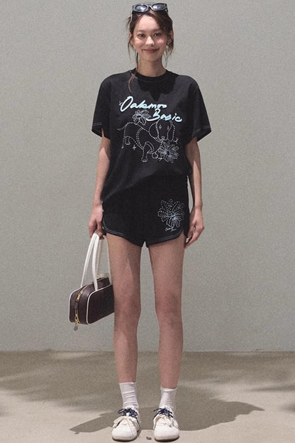 Puppy Cotton Tee & Shorts Set-Up