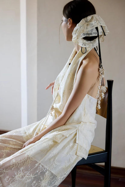 Off-White Draped Halter Top