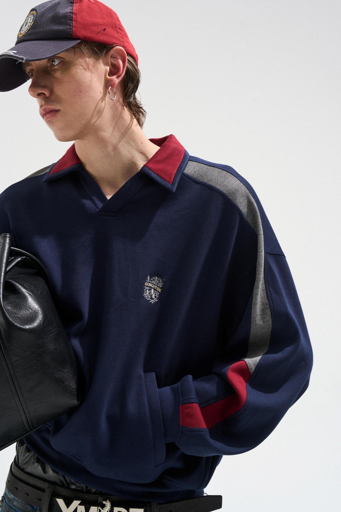 Contrasting Long Sleeve Polo Sweatshirt