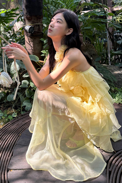 Rose Mesh Fishtail Dress