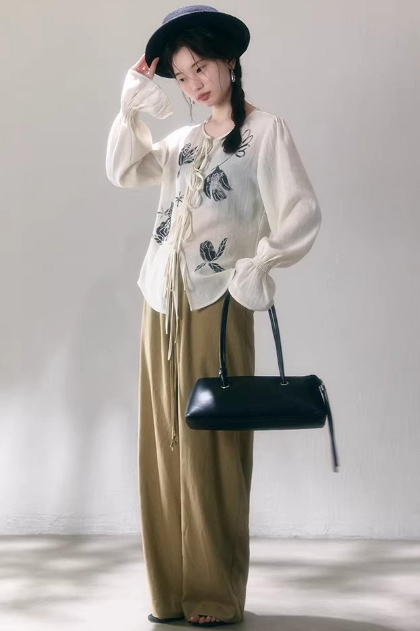Linen Blend Wide-Leg Pants