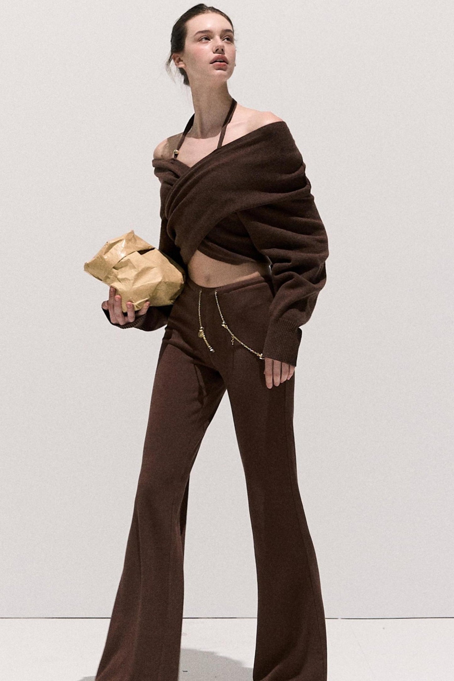 Soft Crew Neck Knitwear Bootcut Trouser Set-Up