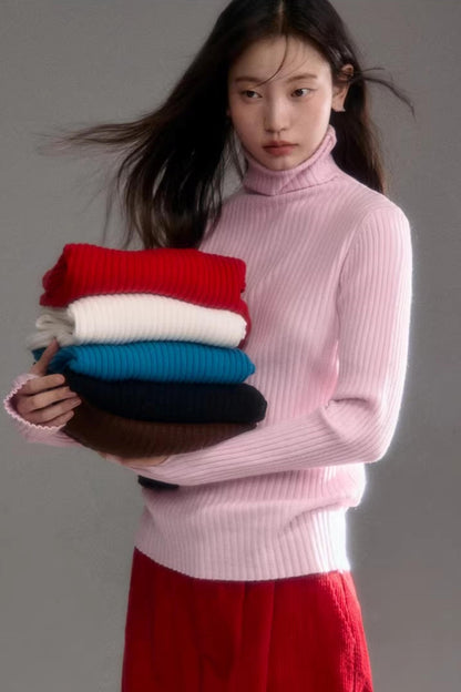 Soft Cloud Ribbed Turtleneck Sweater
