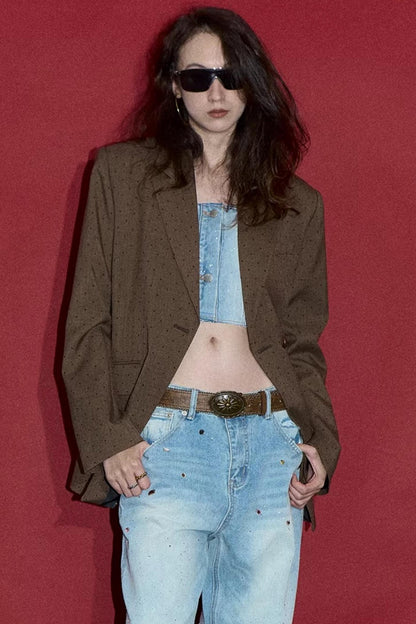 Brown Red Polka Dot Jacket