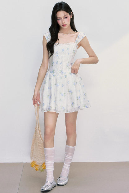 Lemon Summer Floral Suspender Dress
