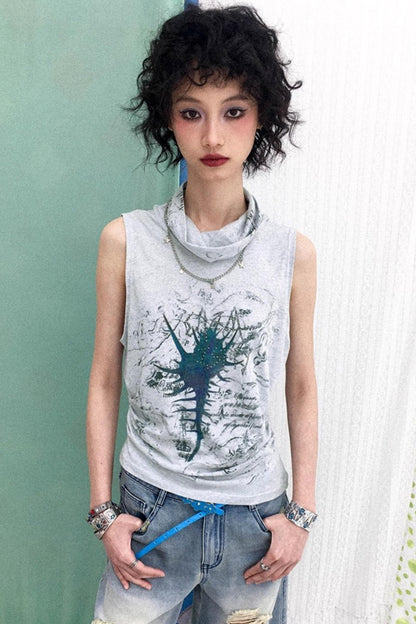 Asymmetrical Pleated Tank Top