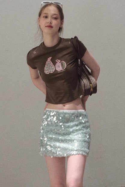 Sequin A-Line Mini Skirt