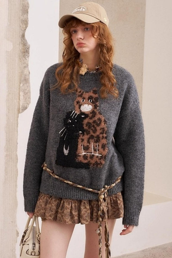 Embroidered Crew Neck Sweater