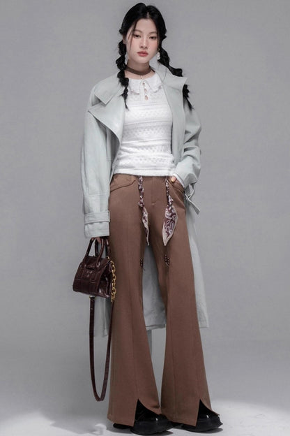 Two Collared Leather Trench Coat