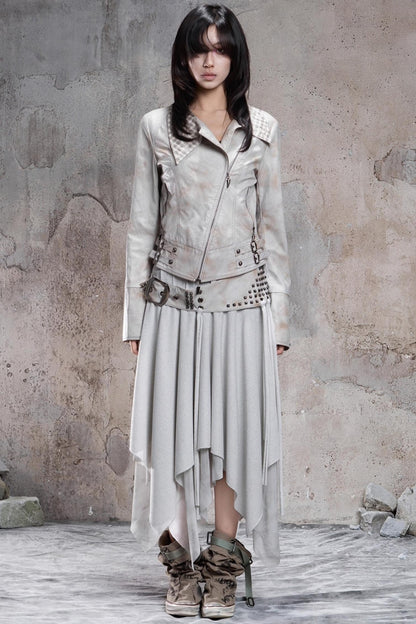 Irregular Multi Layer Rivet Skirt