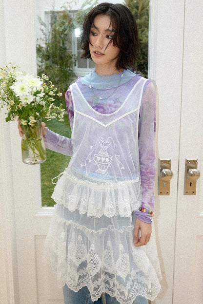 Veil Embroidery Lace Cover Up Dress