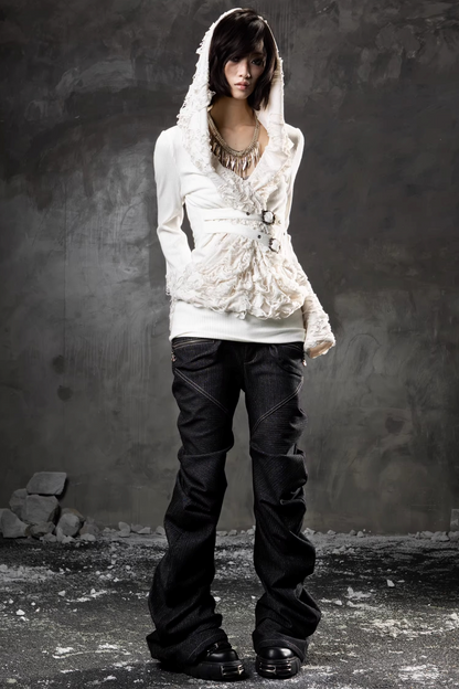 Double Waistband Denim Pants