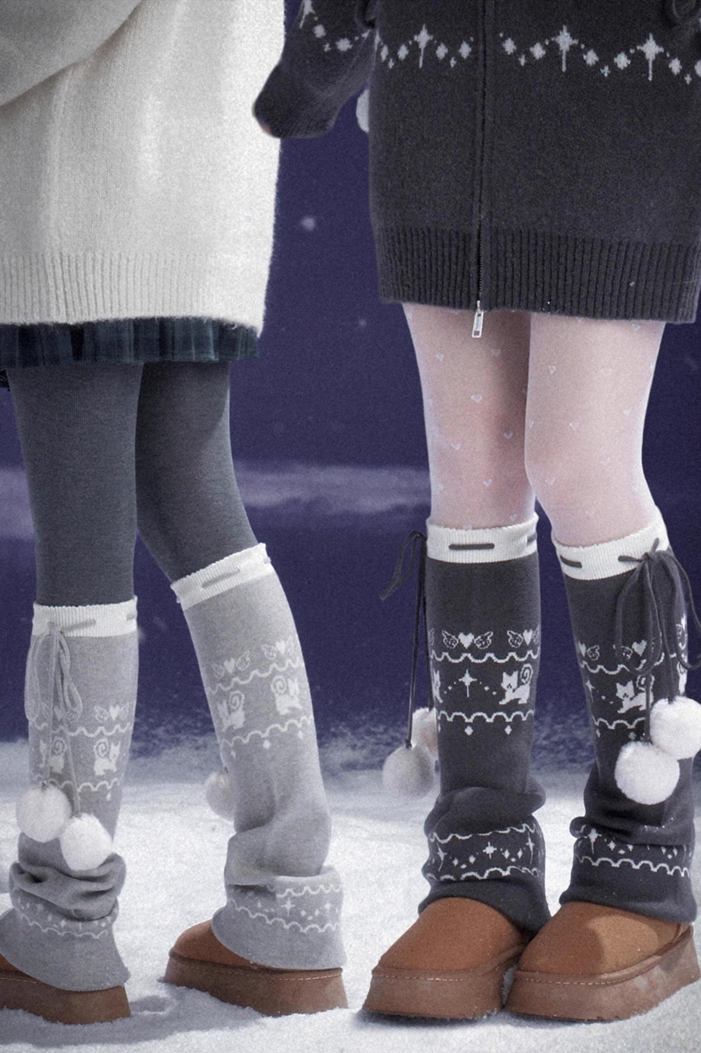 Fair Isle Knit Snow Socks Covers