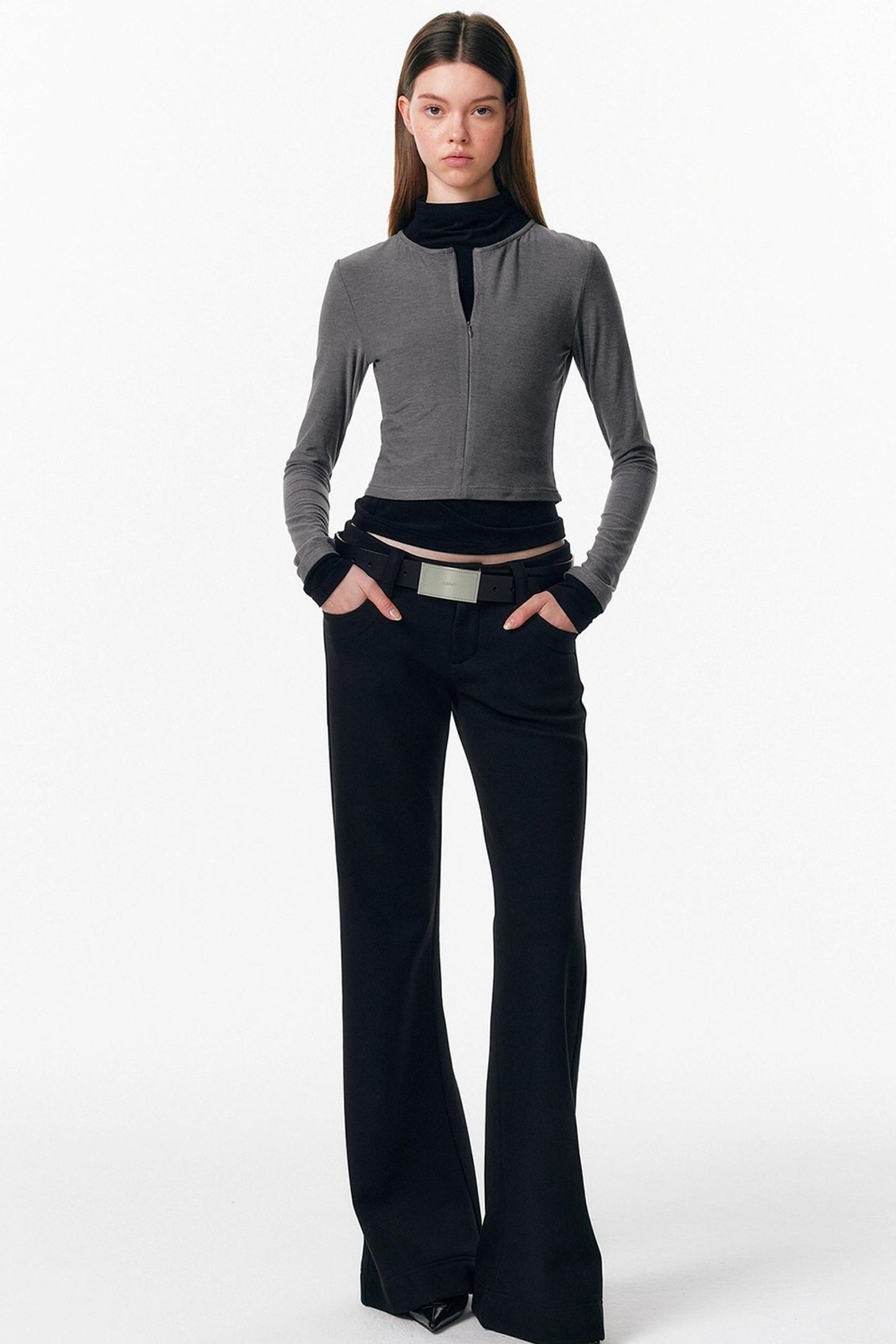 Velvet-Feel Color-Blocked Top