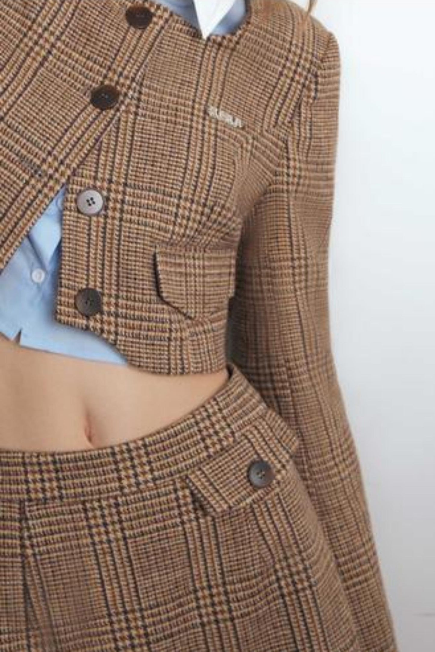 Brown Checked Tweed Jacket