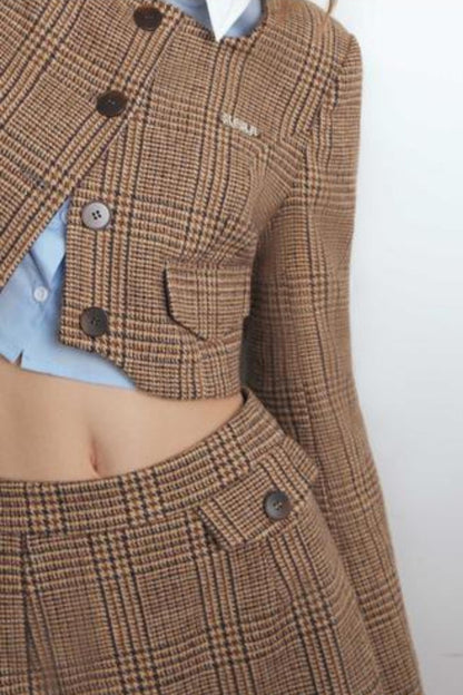 Brown Checked Tweed Jacket
