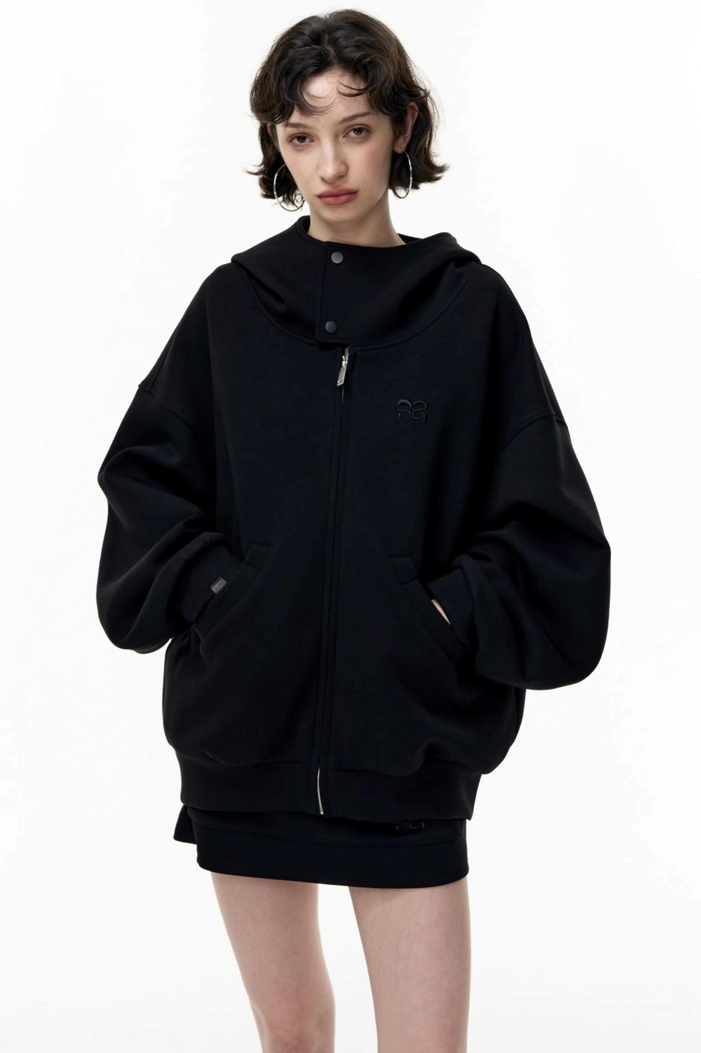 Casual Large Zip Hooded Cardigan