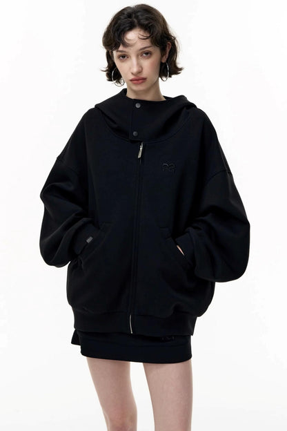 Casual Large Zip Hooded Cardigan