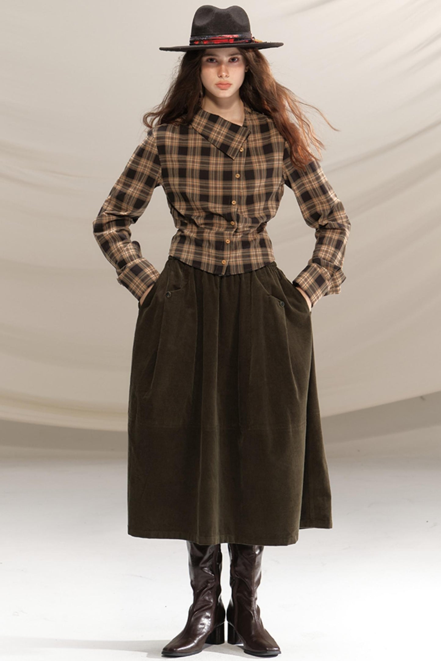 Retro Green Pleated Skirt