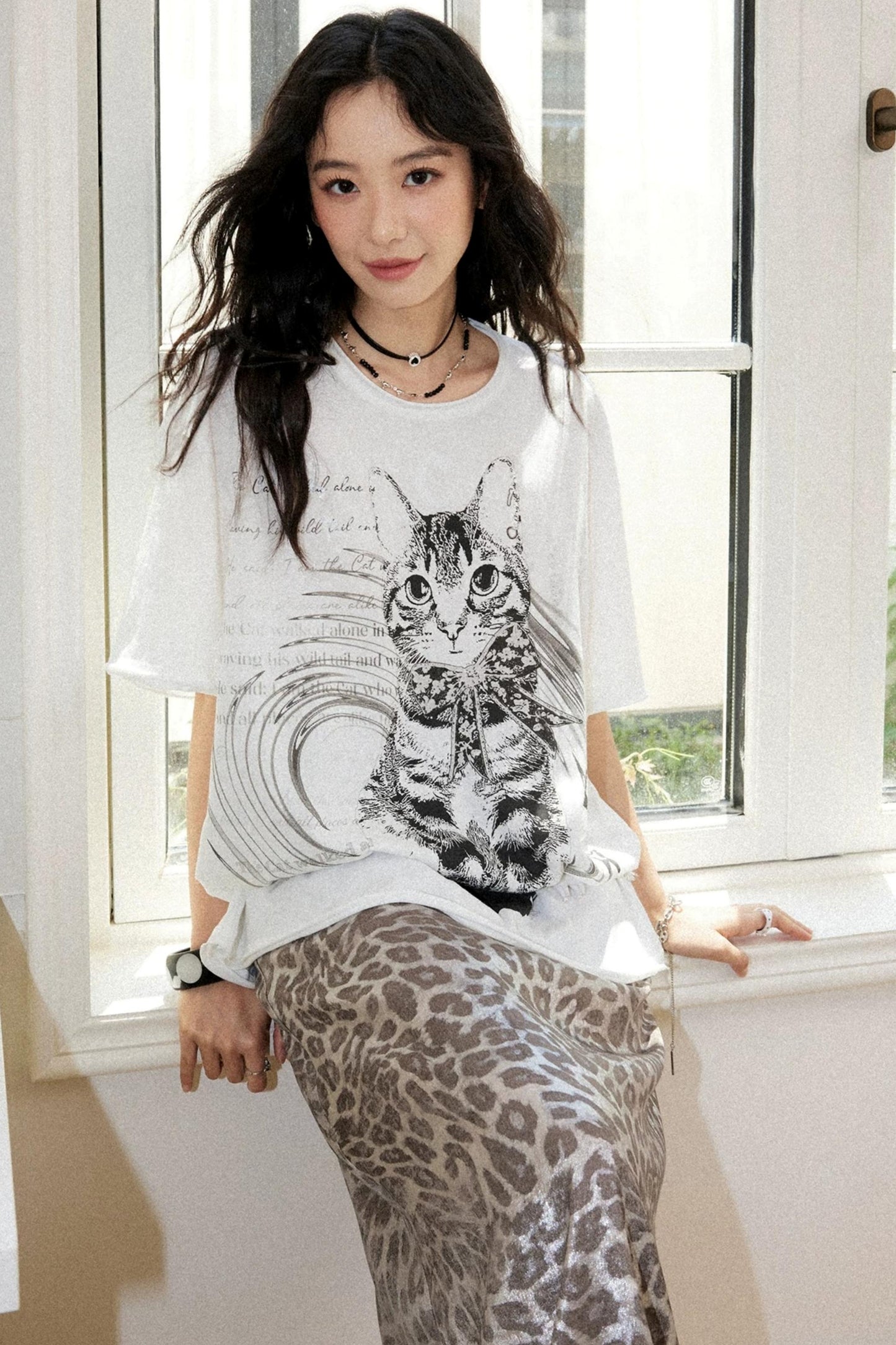 Retro Cat Print Top