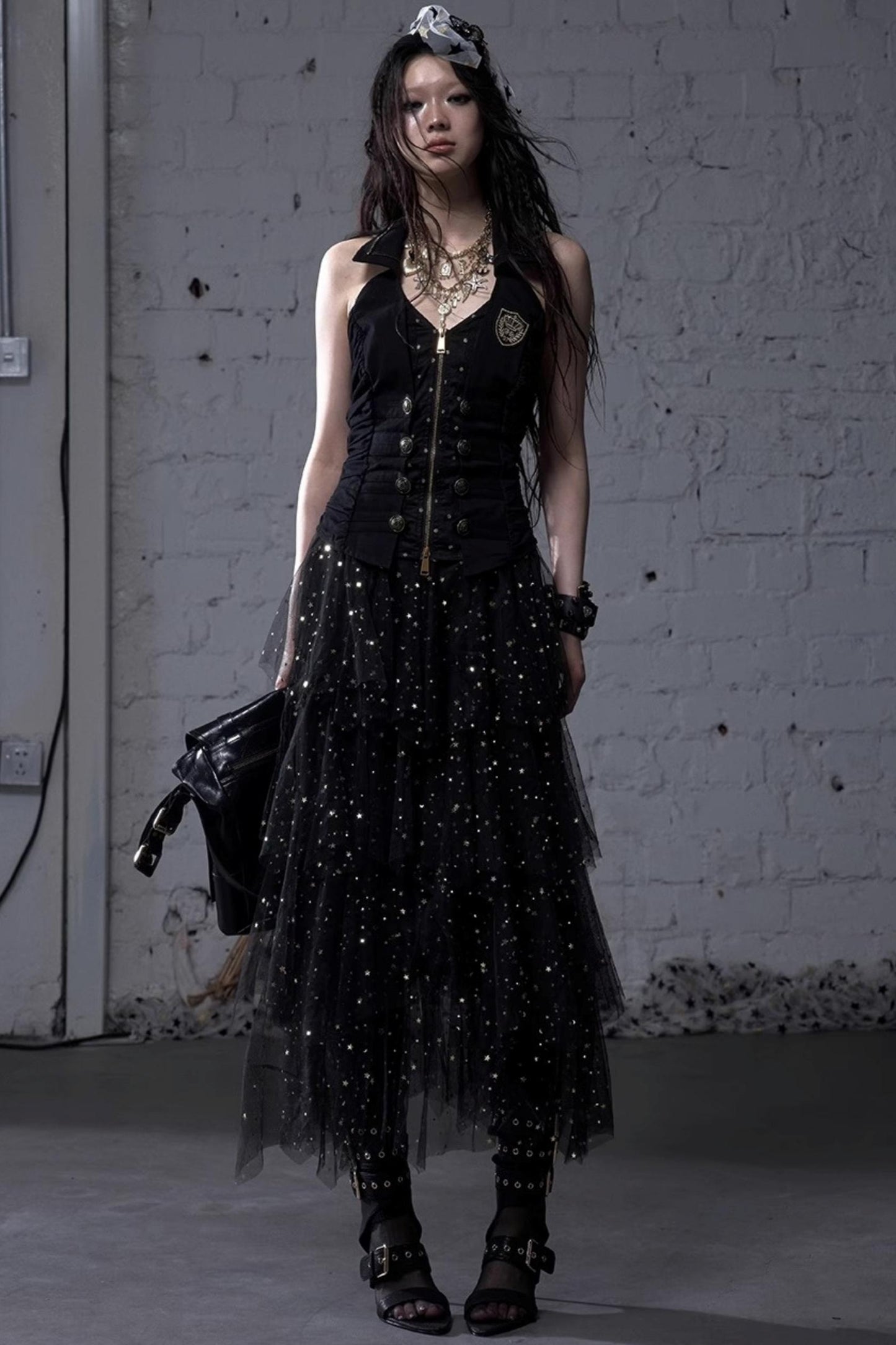 Fairycore Star Tiered Mesh Skirt